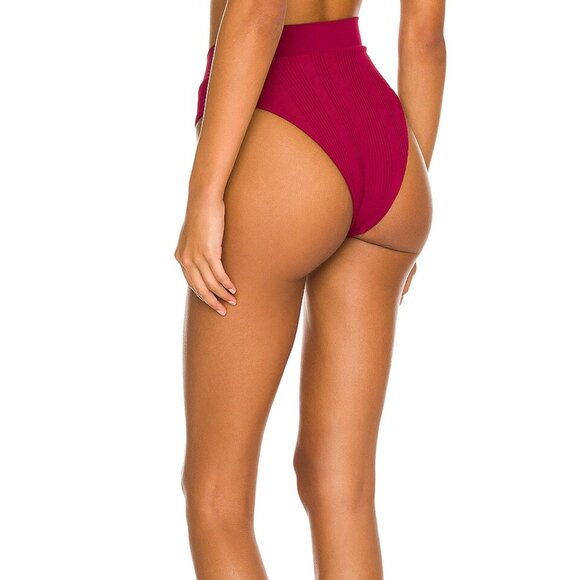 L*SPACE Court Bikini Bottom | Size S | NWT | Cabernet Wine Color | High Waist - Picture 2 of 5
